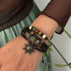 Bracelet Alloy Bohemian Braided Rope Stacked Metal Sun Constellation Pendant Electroplating Women's