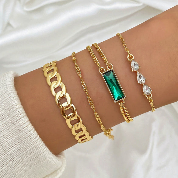 Bracelet Alloy Geometric Diamond Square