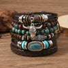 Bracelet Alloy Geometric Vintage Hand Knitting Unisex Sunflower Feather Cow's Head Multi Layer Elastic Rope Coconut Shell