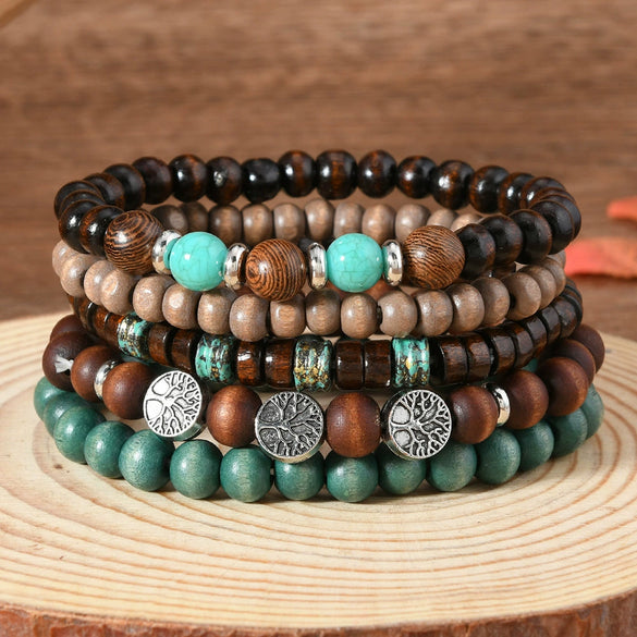 Bracelet Alloy Geometric Vintage Handwoven Life Tree Feather Cow Head Style