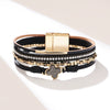 Bracelet Alloy Leather Clover Leaves Diamond Fashion
