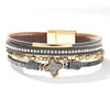 Bracelet Alloy Leather Clover Leaves Diamond Fashion