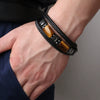 Bracelet Alloy Multilayer Leather Tiger Eye Handmade Geometric Style Unisex