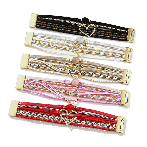 Bracelet Alloy Pu Artificial Leather Heart Geometric Electroplating Women's