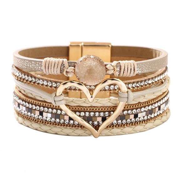 Bracelet Alloy Pu Artificial Leather Heart Geometric Electroplating Women's