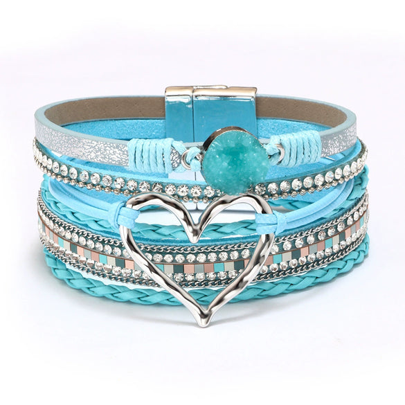 Bracelet Alloy Pu Artificial Leather Heart Geometric Electroplating Women's
