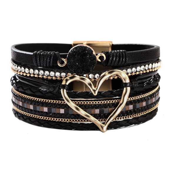 Bracelet Alloy Pu Artificial Leather Heart Geometric Electroplating Women's