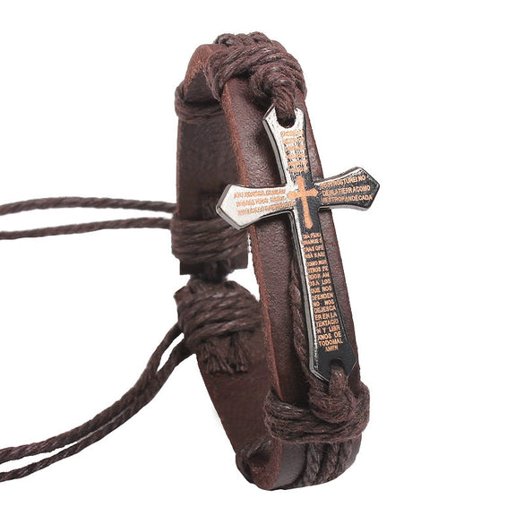 Bracelet Alloy Punk Style Geometric Laser Engraved Cowhide
