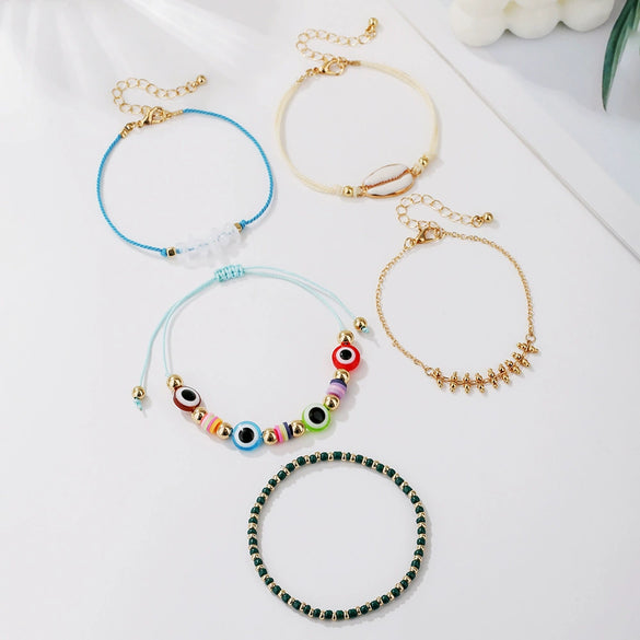 Bracelet Alloy Shell Rice Beads Geometric Handmade Unisex Women's