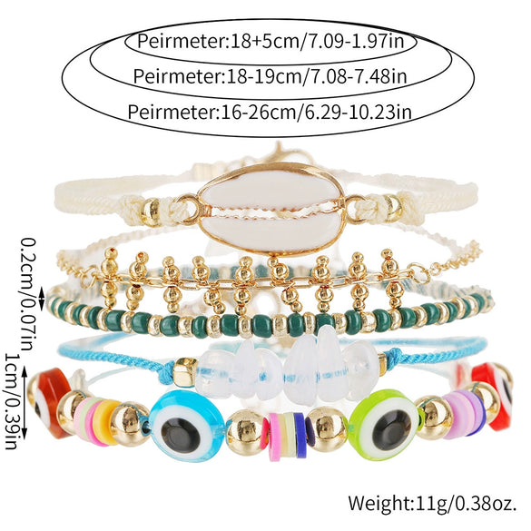 Bracelet Alloy Shell Rice Beads Geometric Handmade Unisex Women's