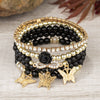 Bracelet Alloy Vintage Bohemian Style Electroplating Multi Layer Beads Rose Bow Diamond Embedded Women's