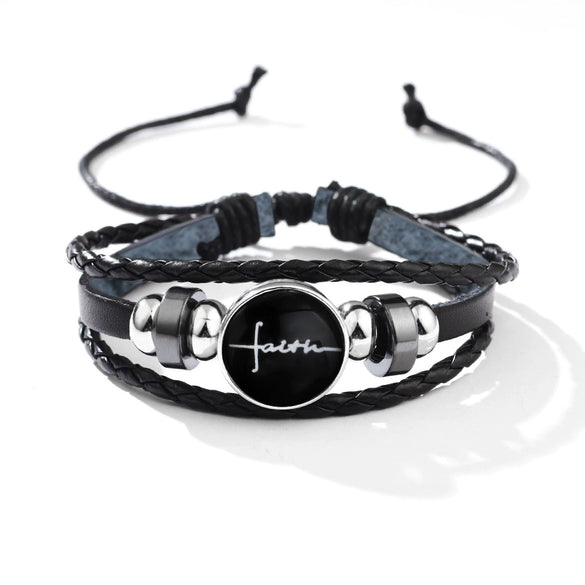 Bracelet Alloy Woven Leather English Letter Handmade