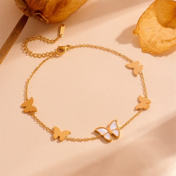 Bracelet Anklet Titanium Steel Butterfly Heart Pattern Electroplating For Women Cartoon Style