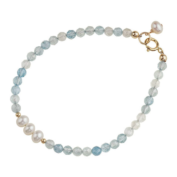 Bracelet Aquamarine Pearl Geometric Handmade For Women