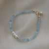 Bracelet Aquamarine Pearl Geometric Handmade For Women