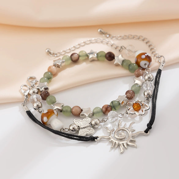 Bracelet Artificial Crystal Beaded Star Geometric Animal Zodiac Retro Electroplated