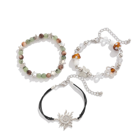Bracelet Artificial Crystal Beaded Star Geometric Animal Zodiac Retro Electroplated