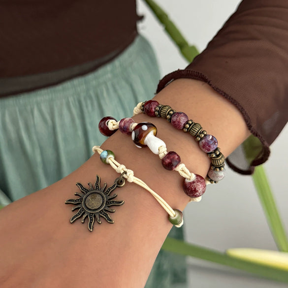 Bracelet Artificial Crystal Beaded Star Geometric Animal Zodiac Retro Electroplated