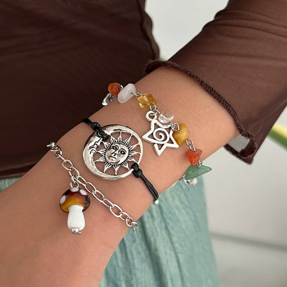 Bracelet Artificial Crystal Beaded Star Geometric Animal Zodiac Retro Electroplated