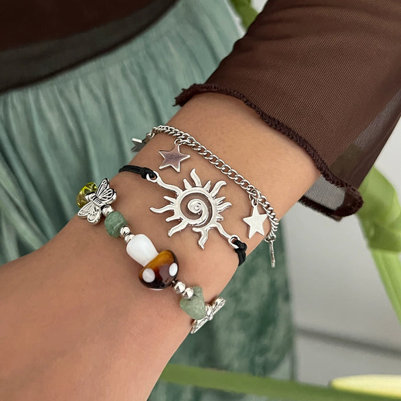 Bracelet Artificial Crystal Beaded Star Geometric Animal Zodiac Retro Electroplated