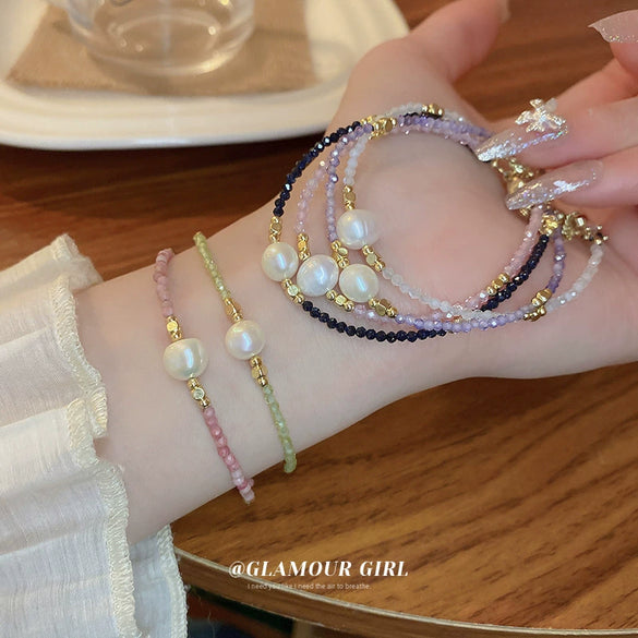 Bracelet Artificial Crystal Freshwater Pearl Geometric Handmade Women's