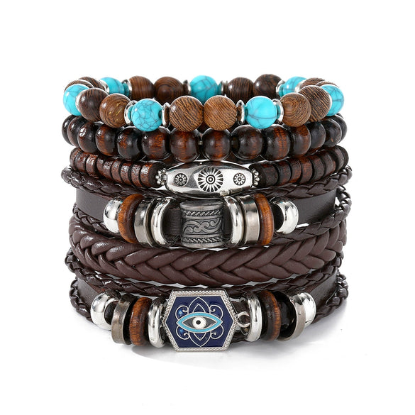 Bracelet Artificial Leather Geometric Hand Knitted Bohemian Style For Men And Women
