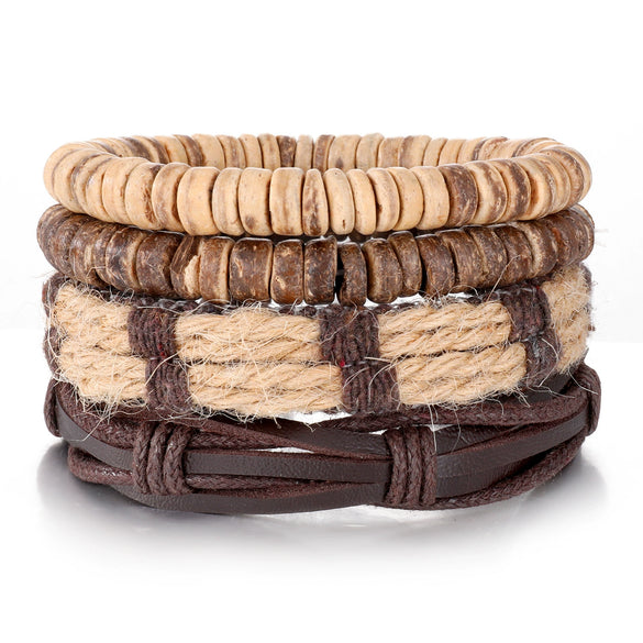 Bracelet Artificial Leather Geometric Hand Knitted Bohemian Style For Men And Women