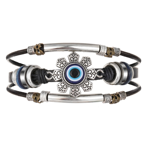 Bracelet Artificial Leather Geometric Hand Knitted Bohemian Style For Men And Women