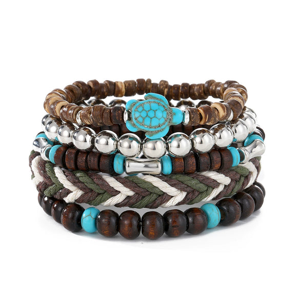 Bracelet Artificial Leather Geometric Hand Knitted Bohemian Style For Men And Women