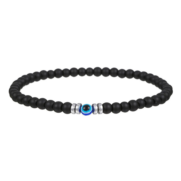 Bracelet Black Frosted Volcanic Stone Geometric Handmade Unisex