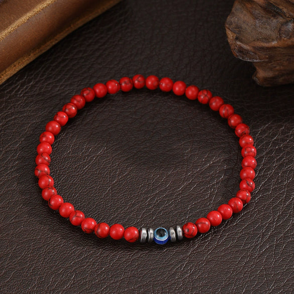 Bracelet Black Frosted Volcanic Stone Geometric Handmade Unisex