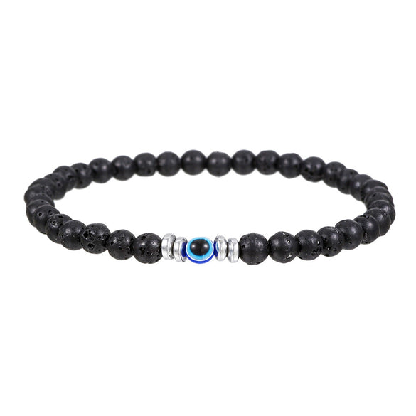 Bracelet Black Frosted Volcanic Stone Geometric Handmade Unisex