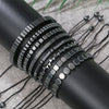 Bracelet Black Gall Stone Geometric Handmade Square Round Rivet Flat Beads Unisex