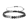 Bracelet Black Gall Stone Geometric Handmade Square Round Rivet Flat Beads Unisex