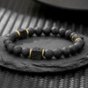 Bracelet Black Matte Volcanic Stone Geometric Handmade Unisex