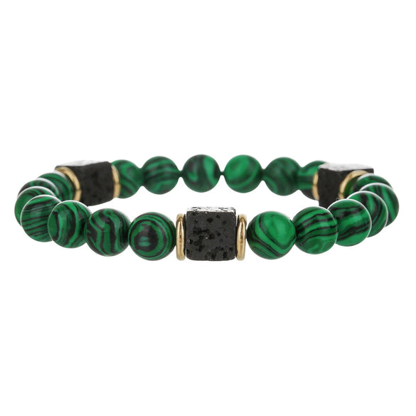 Bracelet Black Matte Volcanic Stone Geometric Handmade Unisex