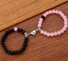 Bracelet Black Onyx White Cat's Eyes Beaded Snake Geometric Handmade Magnet Unisex