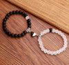 Bracelet Black Onyx White Cat's Eyes Beaded Snake Geometric Handmade Magnet Unisex