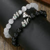 Bracelet Black Onyx White Cat's Eyes Beaded Snake Geometric Handmade Magnet Unisex