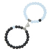 Bracelet Black Onyx White Cat's Eyes Beaded Snake Geometric Handmade Magnet Unisex