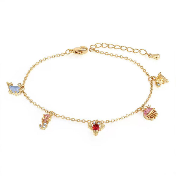 Bracelet Brass Copper Inlaid Zircon Animal Zodiac Style Real Gold Plated Jewelry For Women