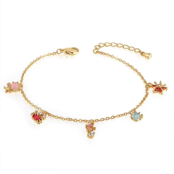 Bracelet Brass Copper Inlaid Zircon Animal Zodiac Style Real Gold Plated Jewelry For Women