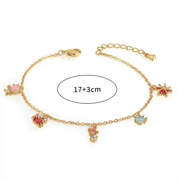 Bracelet Brass Copper Inlaid Zircon Animal Zodiac Style Real Gold Plated Jewelry For Women