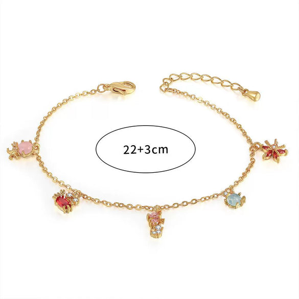 Bracelet Brass Copper Inlaid Zircon Animal Zodiac Style Real Gold Plated Jewelry For Women