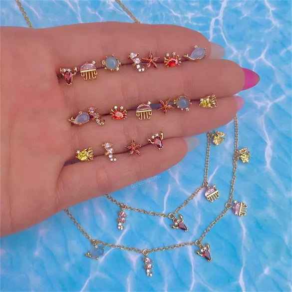 Bracelet Brass Copper Inlaid Zircon Animal Zodiac Style Real Gold Plated Jewelry For Women
