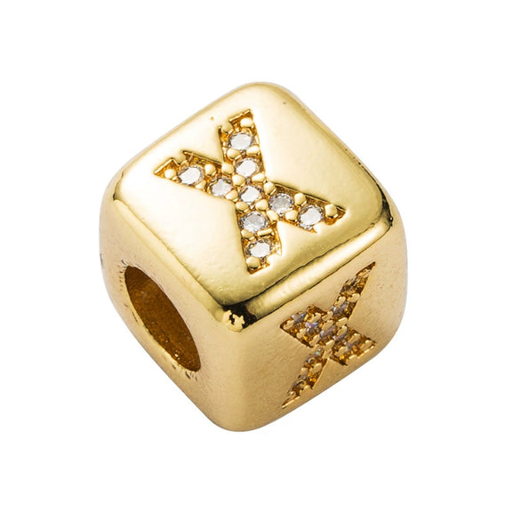 Bracelet Brass Letter Zircon Inlaid Women's