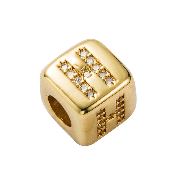 Bracelet Brass Letter Zircon Inlaid Women's