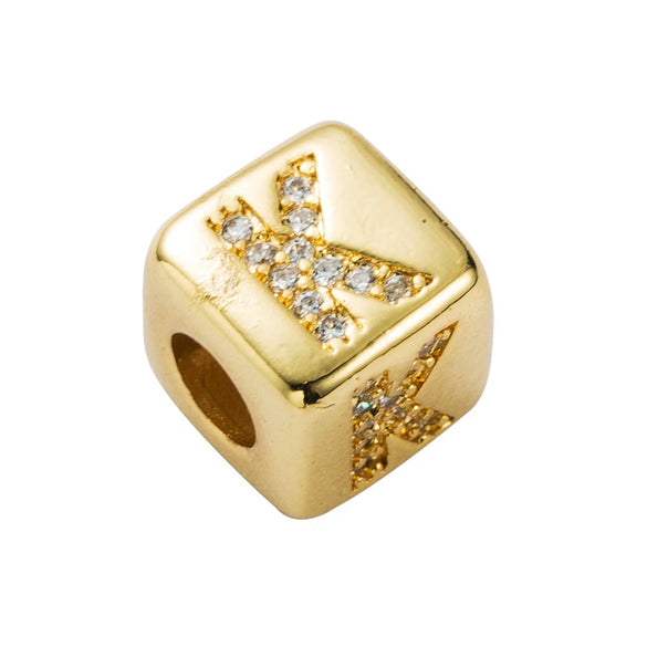Bracelet Brass Letter Zircon Inlaid Women's
