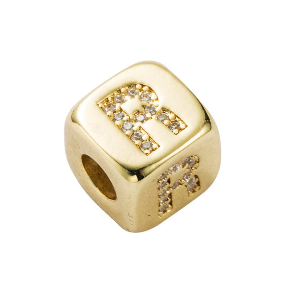 Bracelet Brass Letter Zircon Inlaid Women's