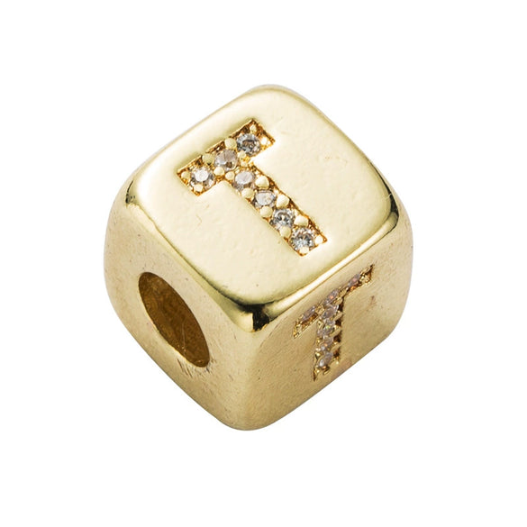 Bracelet Brass Letter Zircon Inlaid Women's